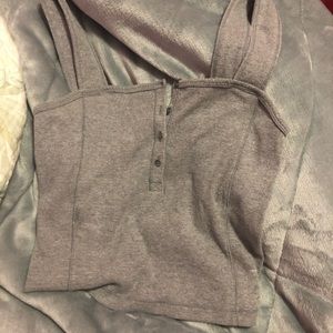 Gray square neck crop top